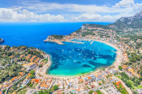 Porte Soller Havadan Görünüşü Mallorca Adası Spanya — Stok fotoğraf