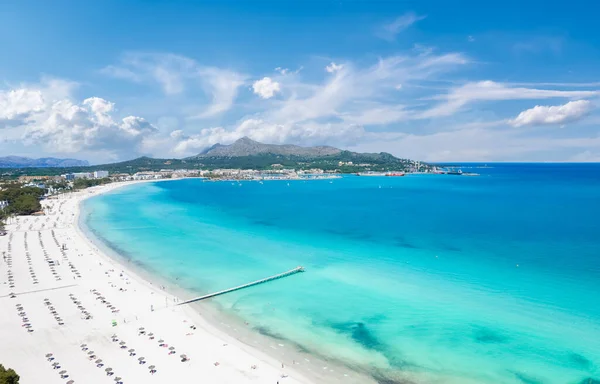 Flygfoto Över Platja Muro Alcudia Bay Mallorca Spanien — Stockfoto