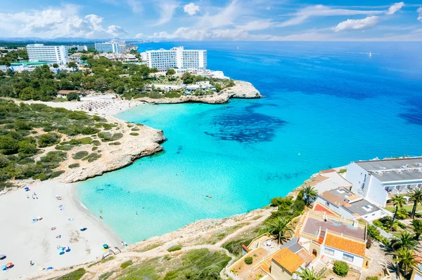 Luftaufnahme Von Cala Domingo Und Tropicana Strand Von Mallorca Spanien — Stockfoto