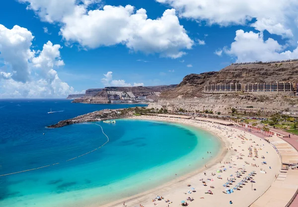 Vista Aérea Com Praia Amadores Gran Canaria Espanha — Fotografia de Stock