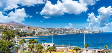 Landscape with Maspalomas village and Playa del Ingles in Gran Canaria, Spain clipart