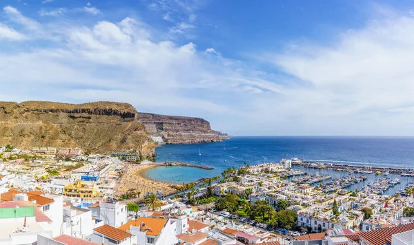 Puerto Mogan Manzarası Gran Canaria Spanya Küçük Bir Balıkçı Limanı — Stok fotoğraf