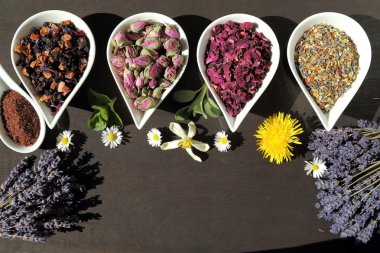 Aromaterapi için çiçekler.