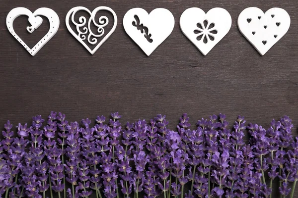 Lavender and hearts. — Stock Photo, Image