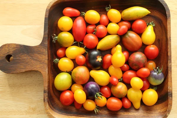 Variedades de tomates coloridos . — Fotografia de Stock