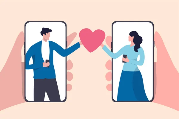 Online Dating Mobile Application Using Digital Dating Service Find Lover — Stock Vector