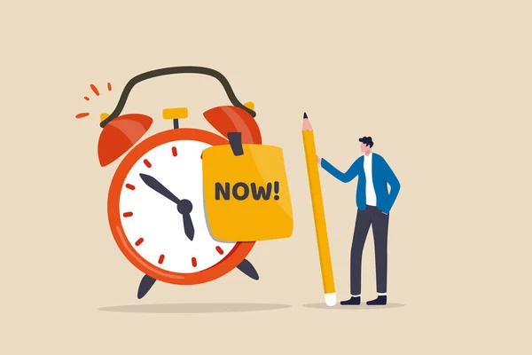Pare Procrastinação Fazê Agora Decisão Terminar Trabalho Nomeação Conceito Tempo — Vetor de Stock