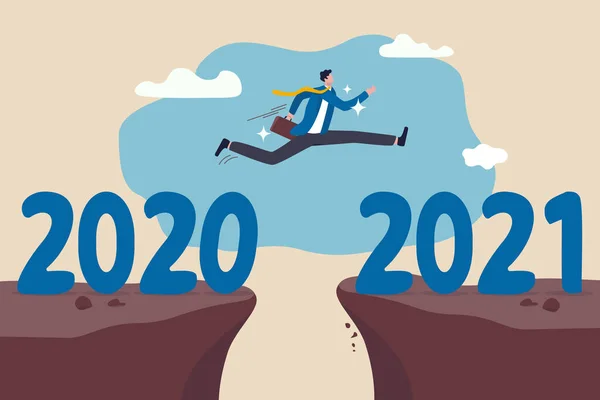 Nuevo Año 2021 Esperanza Recuperación Empresarial Cambio Año 2020 2021 — Vector de stock