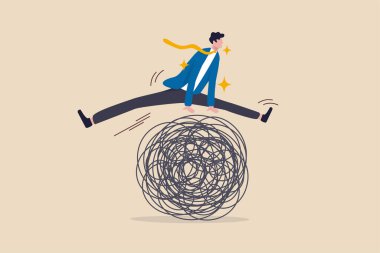 Ticari sorunlardan, zorluklardan, duygusal problemlerin üstesinden gelmek için akıllı düşünmekten, problem kavramının çözümünden, akıllı süper güç işadamından, iş krizi mecazının üstesinden gelme çabasından kaçının..