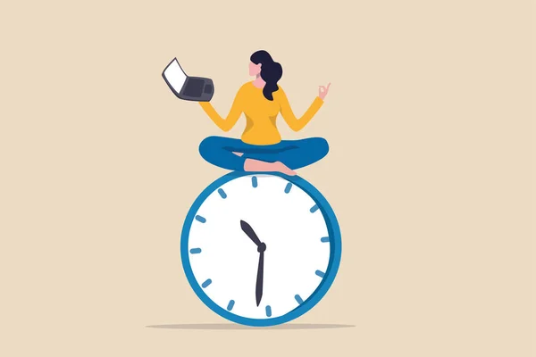 Horas Trabajo Flexibles Equilibrio Vida Laboral Enfoque Gestión Del Tiempo — Vector de stock