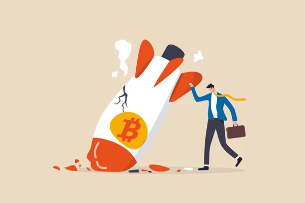Bitcoin Κατάρρευση Των Τιμών Crypto Τιμή Μεταβλητότητας Νόμισμα Βρυχάται Γρήγορα — Διανυσματικό Αρχείο