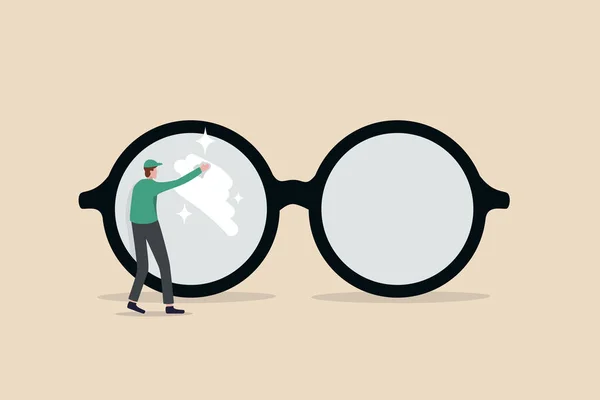 Klare Geschäftsvision Durch Brillengläser Details Sehen Oder Sauberes Und Klares — Stockvektor
