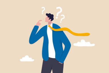 Şüpheci, güvensiz ya da iş anlaşması hakkında sorgulayıcı, karar vermeyi düşünen, kuşkulu ya da kafa karıştırıcı bir konsept, soru işareti olan şeyleri düşünen işadamı..