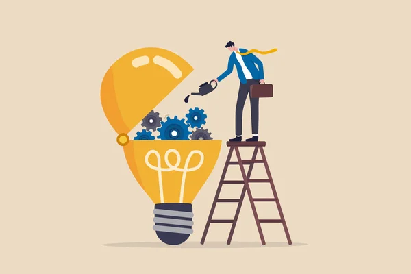 Cérebro Manutenção Para Gerar Ideia Criatividade Inovação Para Inventar Novo — Vetor de Stock