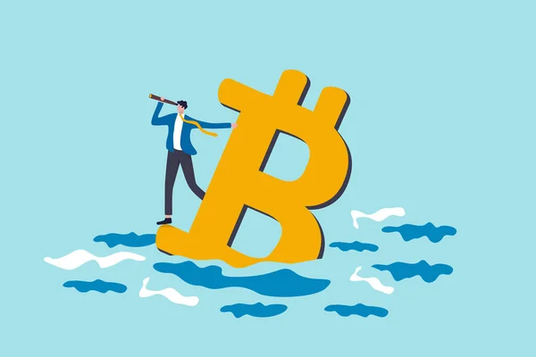 Bitcoin Lefelé Jövője Crypto Valuta Ára Vagy Jövőkép Látni Cryptocurrency — Stock Vector