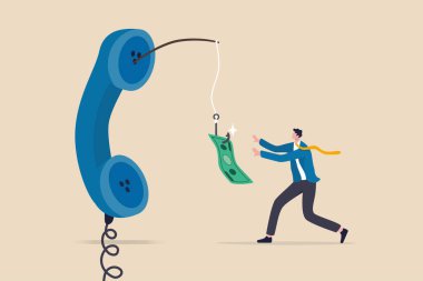 Telefon dolandırıcılığı, sahte yatırım hakkında yalan söylemek, dolandırıcılık mağdurlardan para çalmak, finansal suç konsepti, açgözlü adam hırsızlardan kolay para tuzağı peşinde koşmak, dolandırıcılık için yalan söylemek..