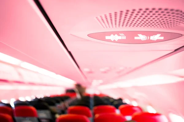 Defocus interior of the passenger airplane — Stock Photo, Image