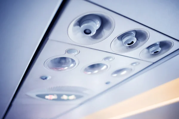 Defocus interior of the passenger airplane — Stock Photo, Image