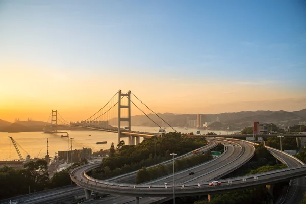 Ponte de Hong Kong, é bonito Tsing Ma Bridge em Hong Kong — Fotografia de Stock