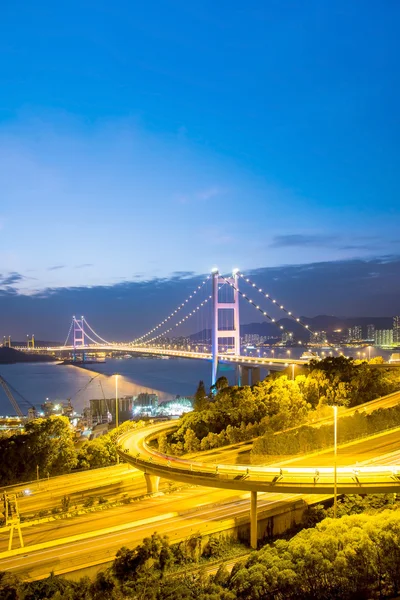 Ponte de Hong Kong, é bonito Tsing Ma Bridge em Hong Kong — Fotografia de Stock