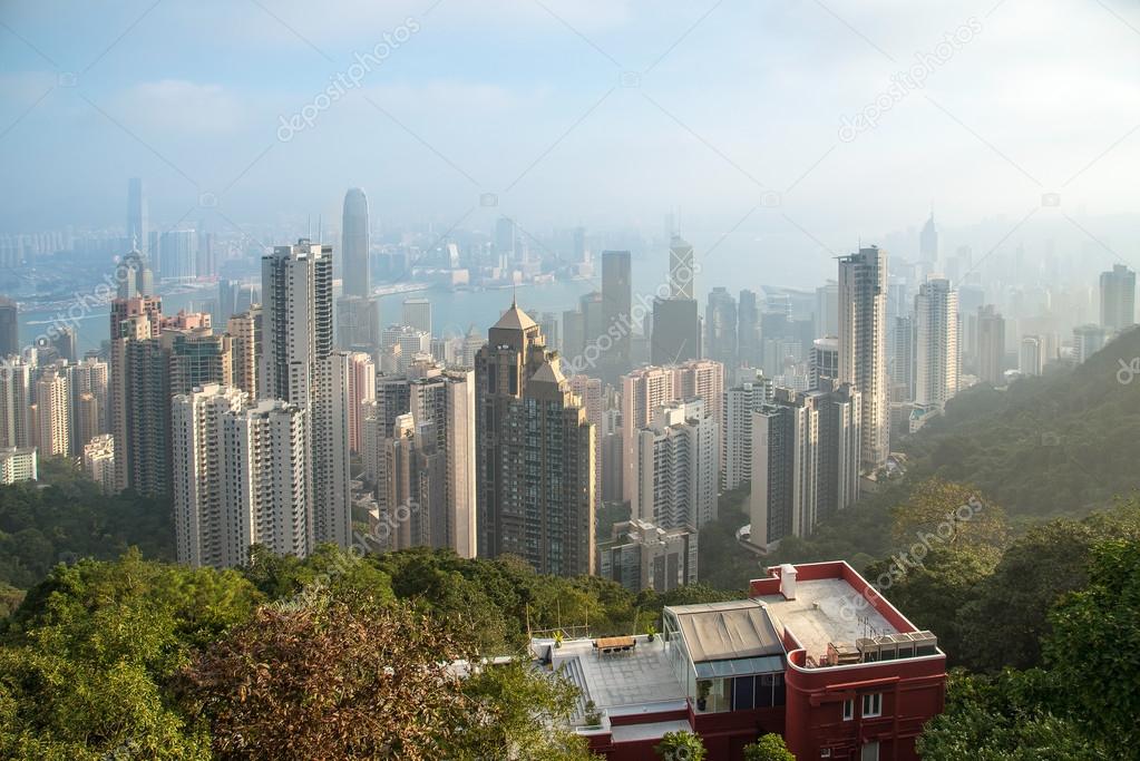 View from Victoria Peak to the business borough and the gulf in 