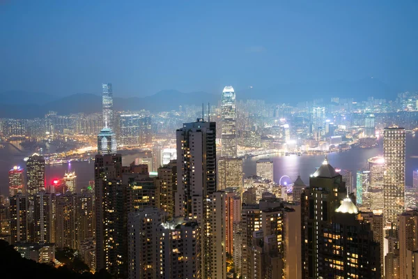 stock image Defocus ,View from Victoria Peak to the business borough and the