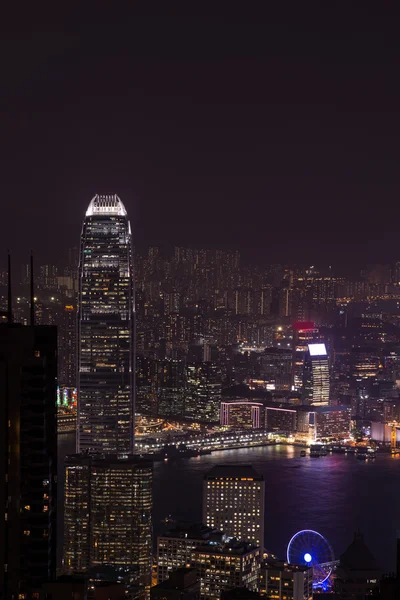 Vista da Victoria Peak al quartiere degli affari e il golfo in — Foto Stock