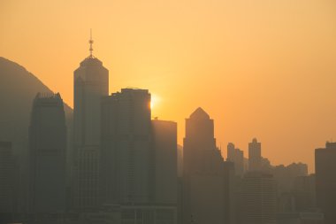 Hong Kong cityscape, victoria Limanı, Hong Kong, gece görünümü