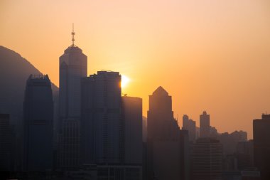 Hong Kong cityscape, victoria Limanı, Hong Kong, gece görünümü