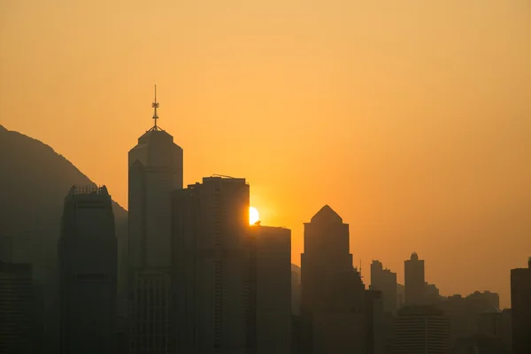 Hong Kong peisaj urban, Vedere de noapte la portul Victoria, Hong Kong — Fotografie, imagine de stoc