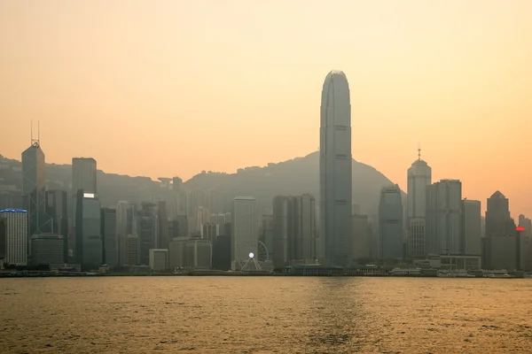 Hong Kong peisaj urban, Vedere de noapte la portul Victoria, Hong Kong — Fotografie, imagine de stoc