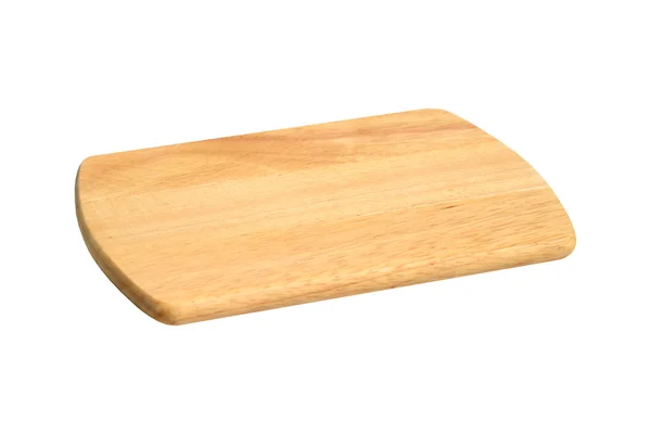 Placa de corte de madeira isolada no fundo branco — Fotografia de Stock