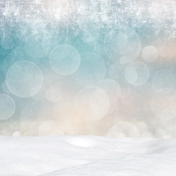 Winter background - Abstract bokeh lights and snowdrift — Stock Photo, Image