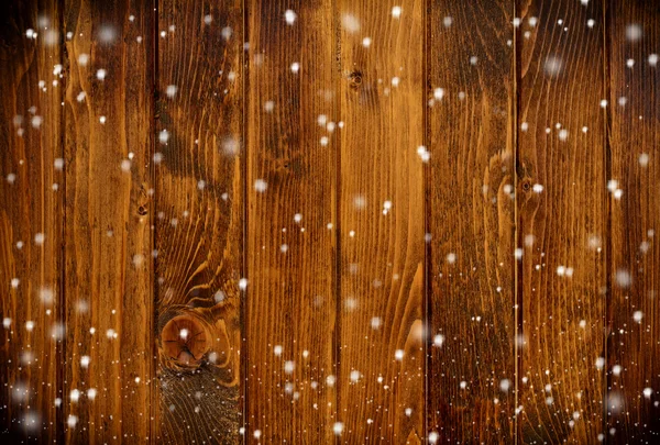 Drewna tekstura tło z płatki śniegu — Zdjęcie stockowe