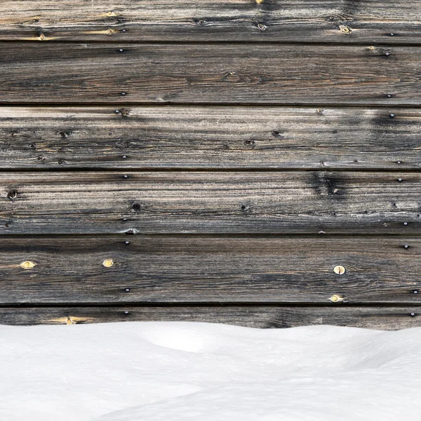 Deriva de nieve en tableros de madera con espacio en blanco —  Fotos de Stock