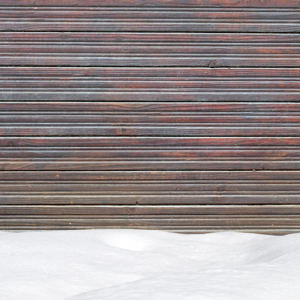 Snow drift on wood boards with blank space — Stock Photo, Image