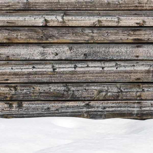 Snow drift on wood boards with blank space — Stock Photo, Image