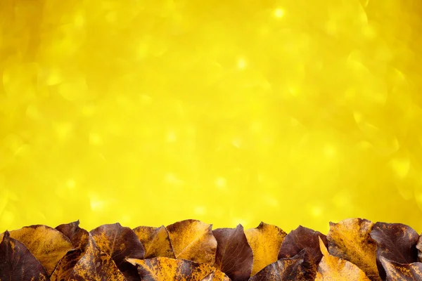 Jesienne liście na złotym tle — Zdjęcie stockowe