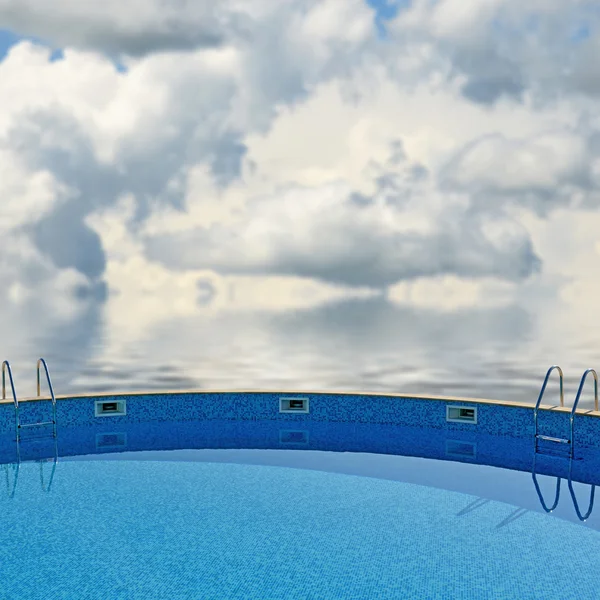 Swimming pool with stair at hotel — Stock Photo, Image