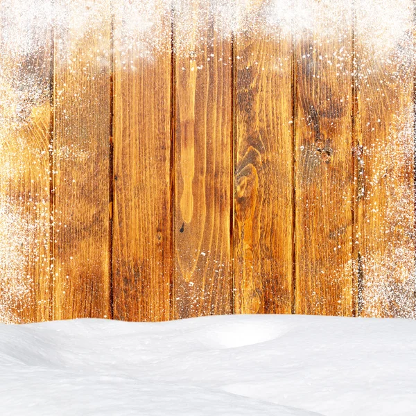 Snowdrifts. In the background old wooden wall with blank space — Stock Photo, Image