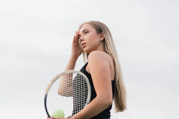 Tennis Tournament Female Player Clay Tennis Court — Stock Photo, Image