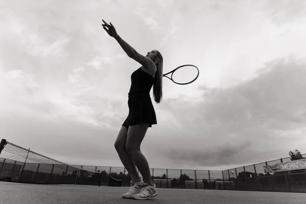 Tennisturnier Tennisspielerin Auf Sandplatz — Stockfoto