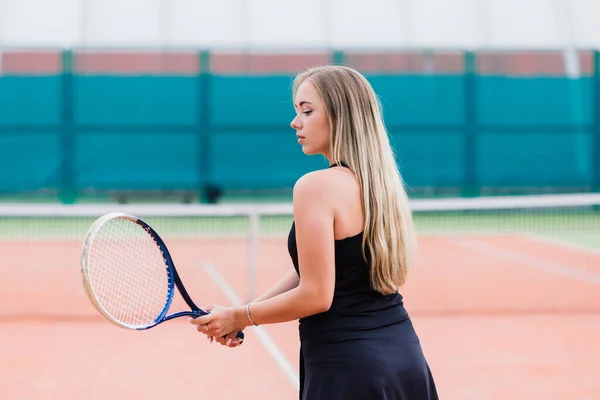 Tennistoernooi Vrouwelijke Speelster Tennisbaan — Stockfoto