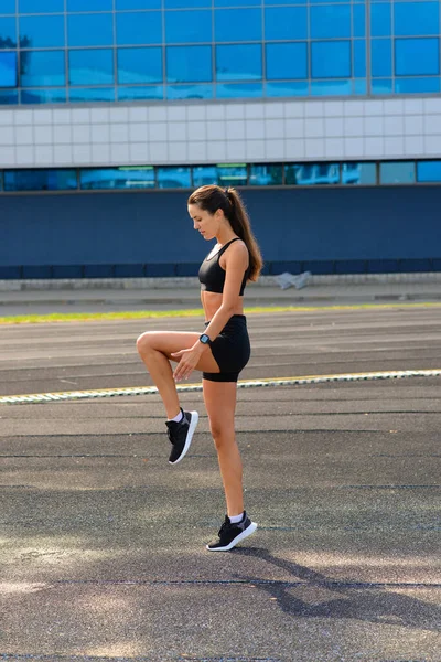Corredor Atleta Correndo Pista Atlética Treinando Sua Cardio Mulher Correndo — Fotografia de Stock