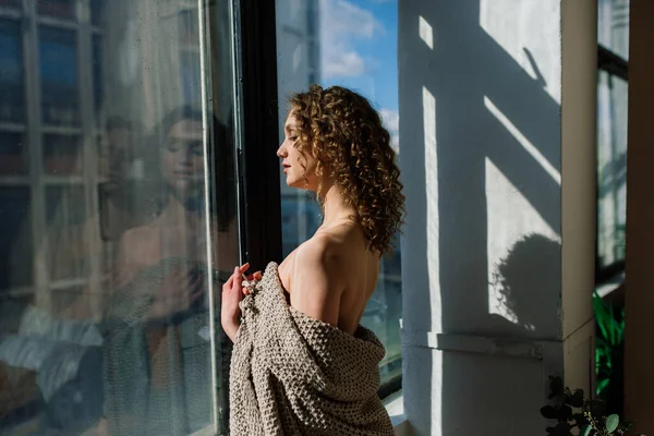 Einsame Traurige Frau Tief Gedanken Hause Depression — Stockfoto