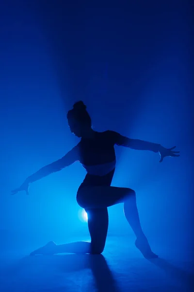 Ballerina Professionista Che Balla Balletto Fumo Donna Body Nero Sfondo — Foto Stock