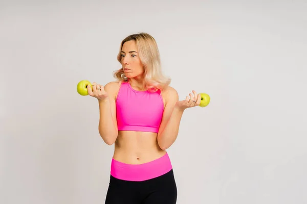 Manger Sainement Femme Heureuse Avec Des Fruits Légumes Mange Une — Photo