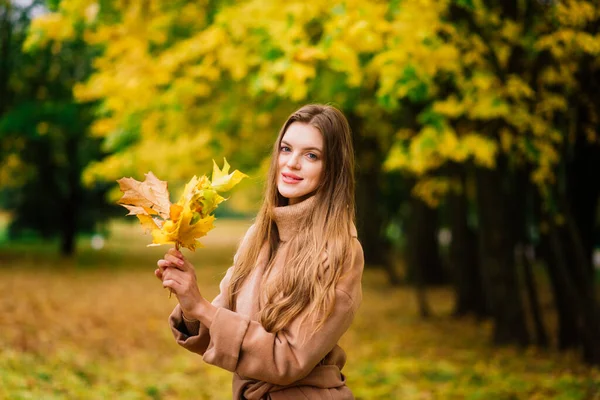 Женщина Проводит Время Парке Осенний Сезон — стоковое фото