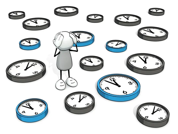 Pequeño hombre incompleto - problemas de tiempo (3D ) — Foto de Stock