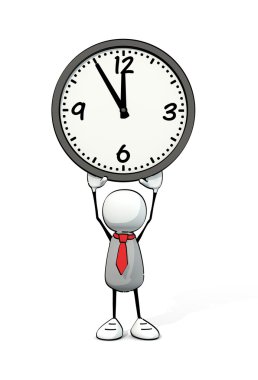 yarım yamalak adamla küçük bir saat yükselterek kırmızı kravat (3d)